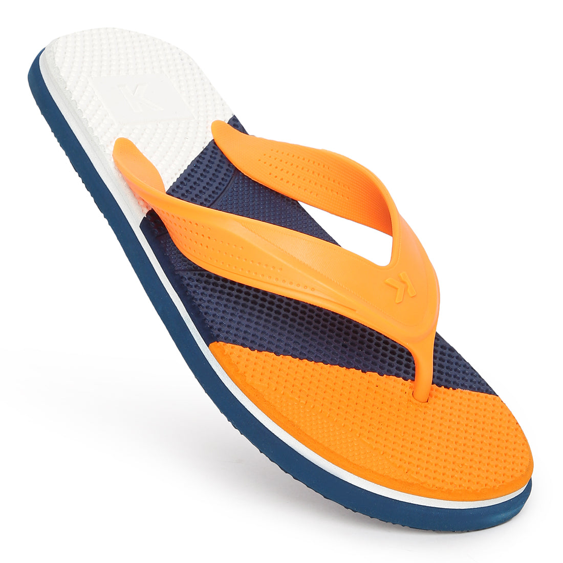 Eeken EHWG4042 Navy Blue And Orange Ultra-Comfortable And Stylish Lightweight Orange Casual Flip Flops For Men