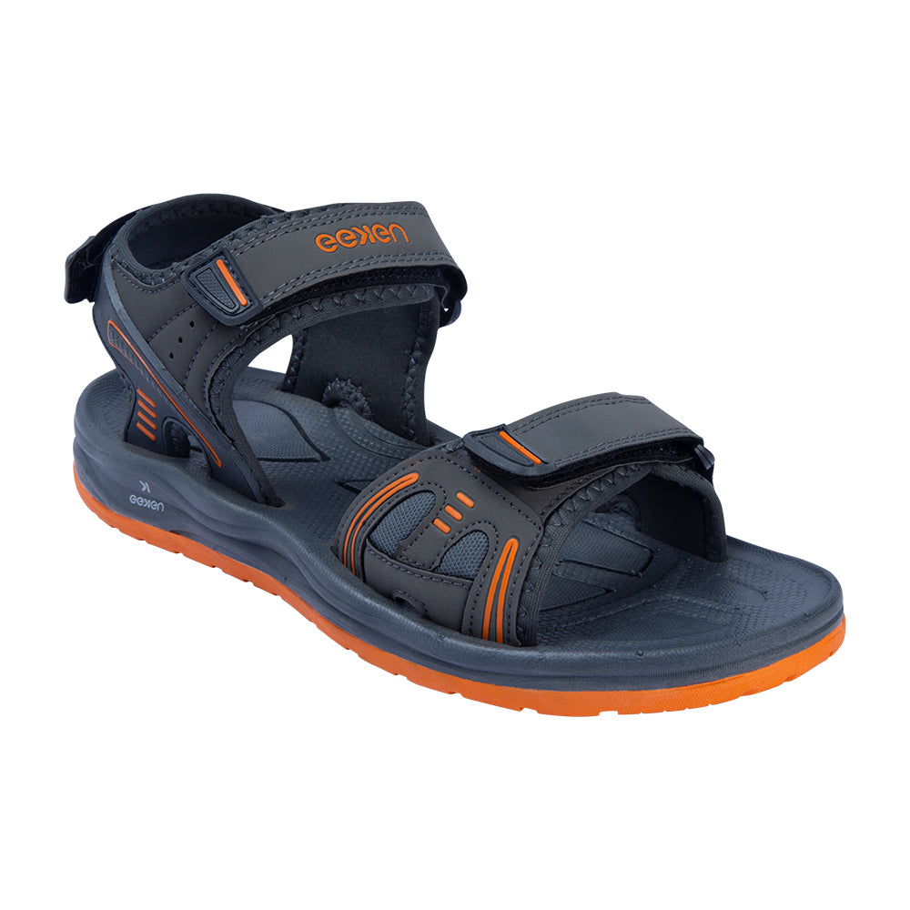 Eeken ESDG1006 Grey And Orange Comfortable Dailywear Casual Outdoor Sandals For Men