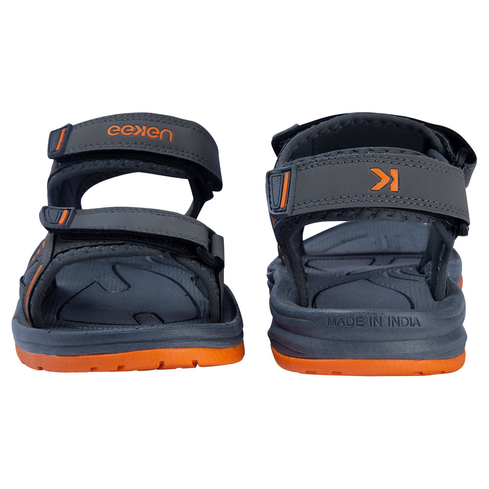 Eeken ESDG1006 Grey And Orange Comfortable Dailywear Casual Outdoor Sandals For Men