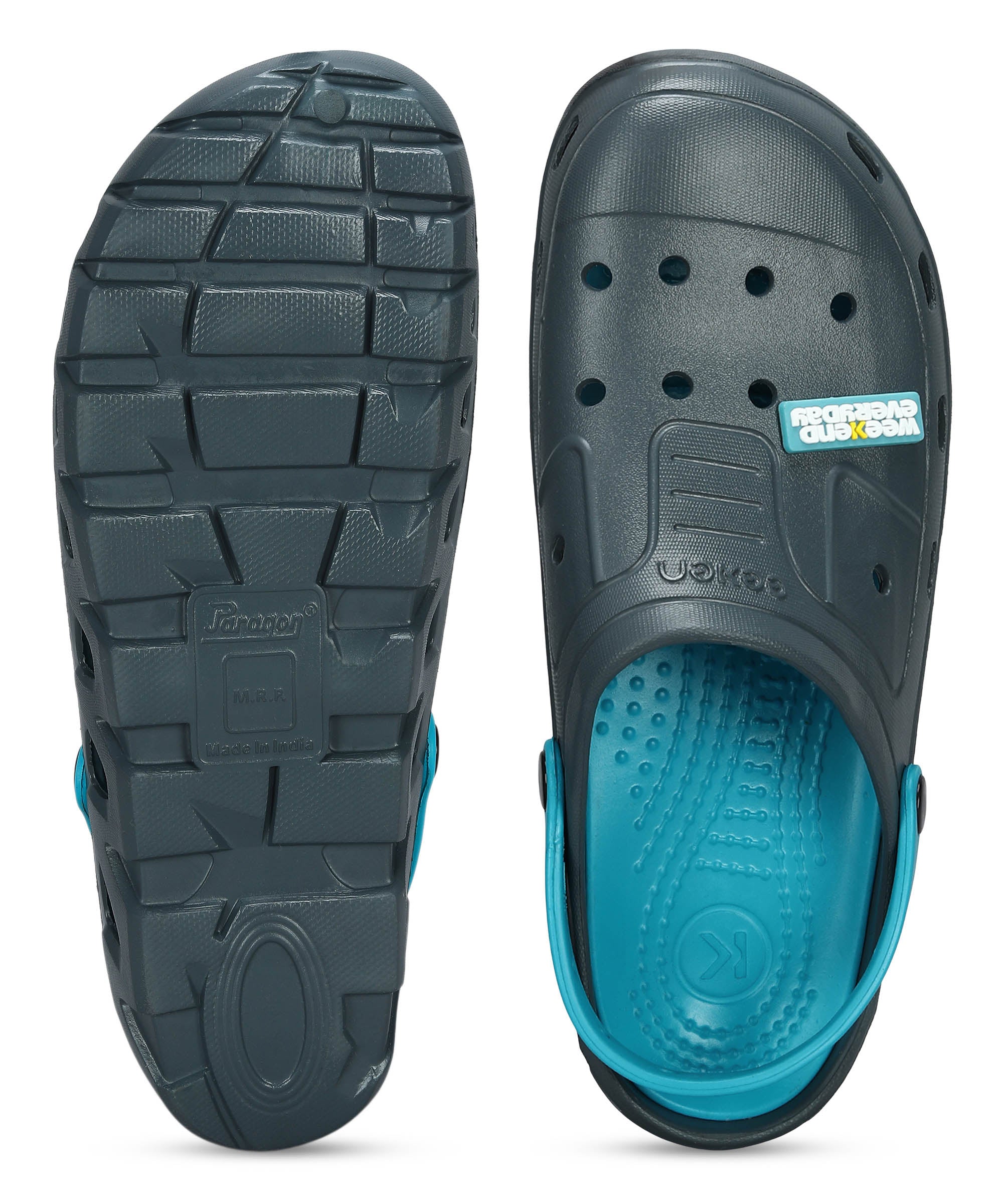 Men&#39;s Slip-on Grey-Turquoise Sandals for Men | Comfortable Sole &amp; Durable