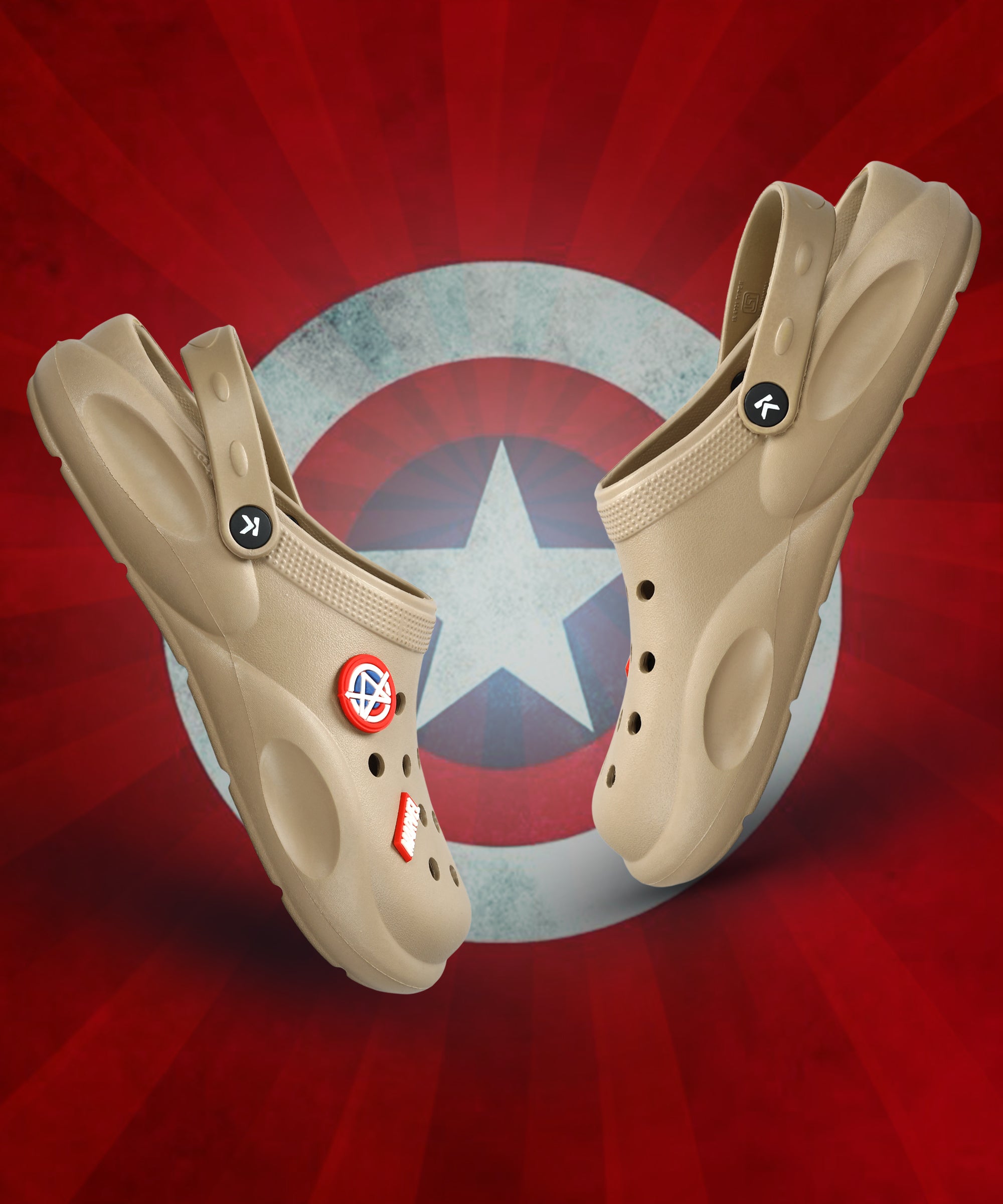 Paragon x Marvel Men&#39;s Beige Clogs | Waterproof, Lightweight &amp; Anti-Skid