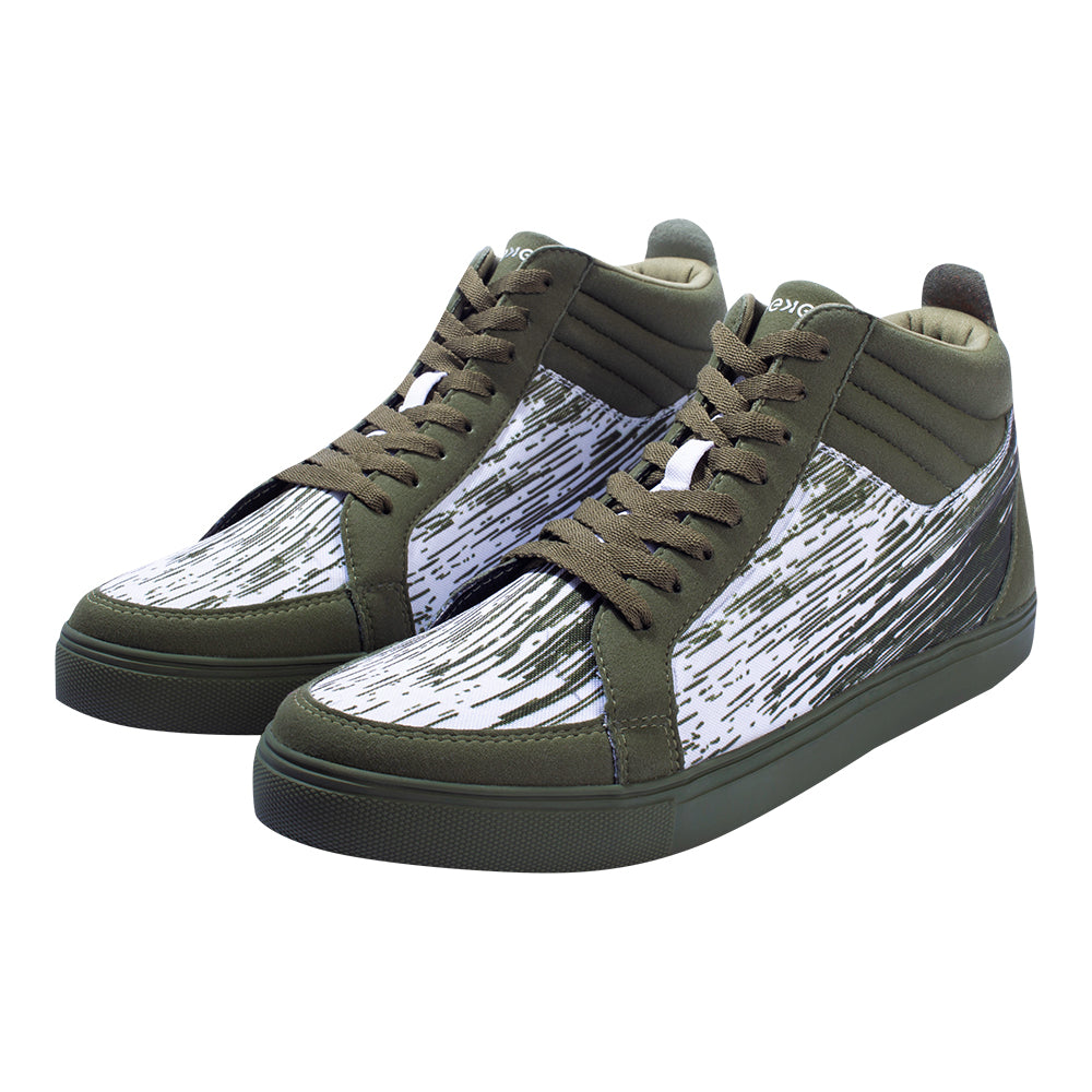Eeken Olive Green Printed Lightweight Ultra Stylish Ankle-Length Casual Shoes For Men