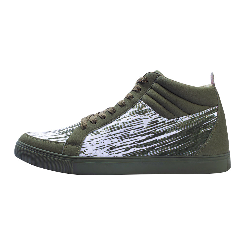 Eeken E1A009 Olive Green Printed Lightweight Ultra Stylish Ankle-Length Casual Shoes For Men