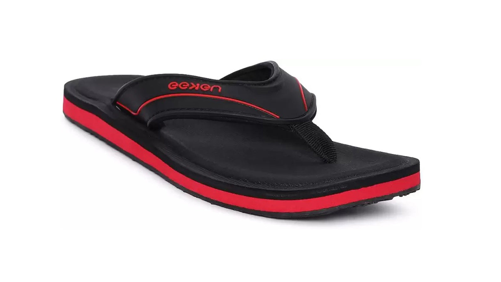 Eeken Black And Red Ultra-Comfortable Everyday Flip Flops For Men