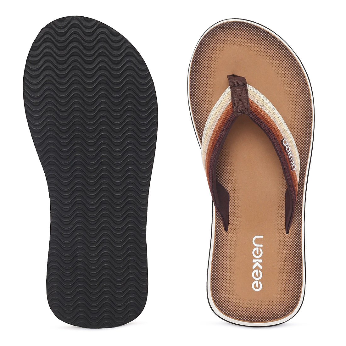 Eeken EFBGO2402S Brown Lightweight Washable Dailywear Durable Flip Flops For Men