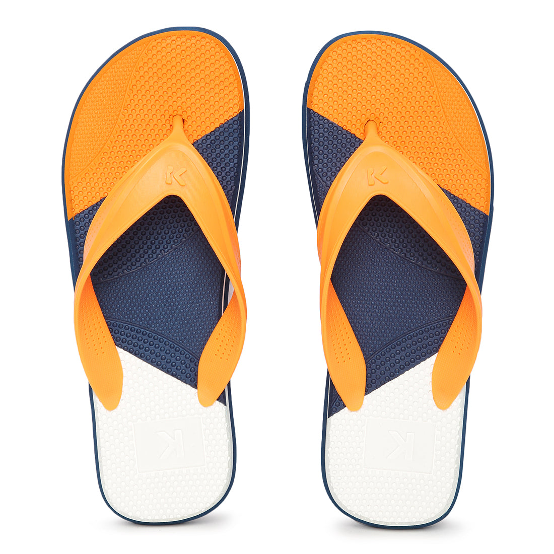 Eeken EHWG4042 Navy Blue And Orange Ultra-Comfortable And Stylish Lightweight Orange Casual Flip Flops For Men