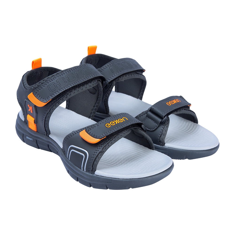 Eeken Lightweight Grey And Orange Casual Sandals For Men