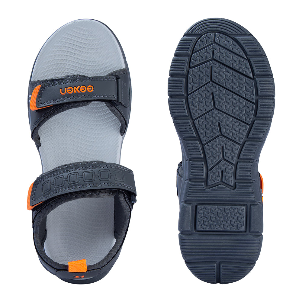 Eeken Lightweight Grey And Orange Casual Sandals For Men