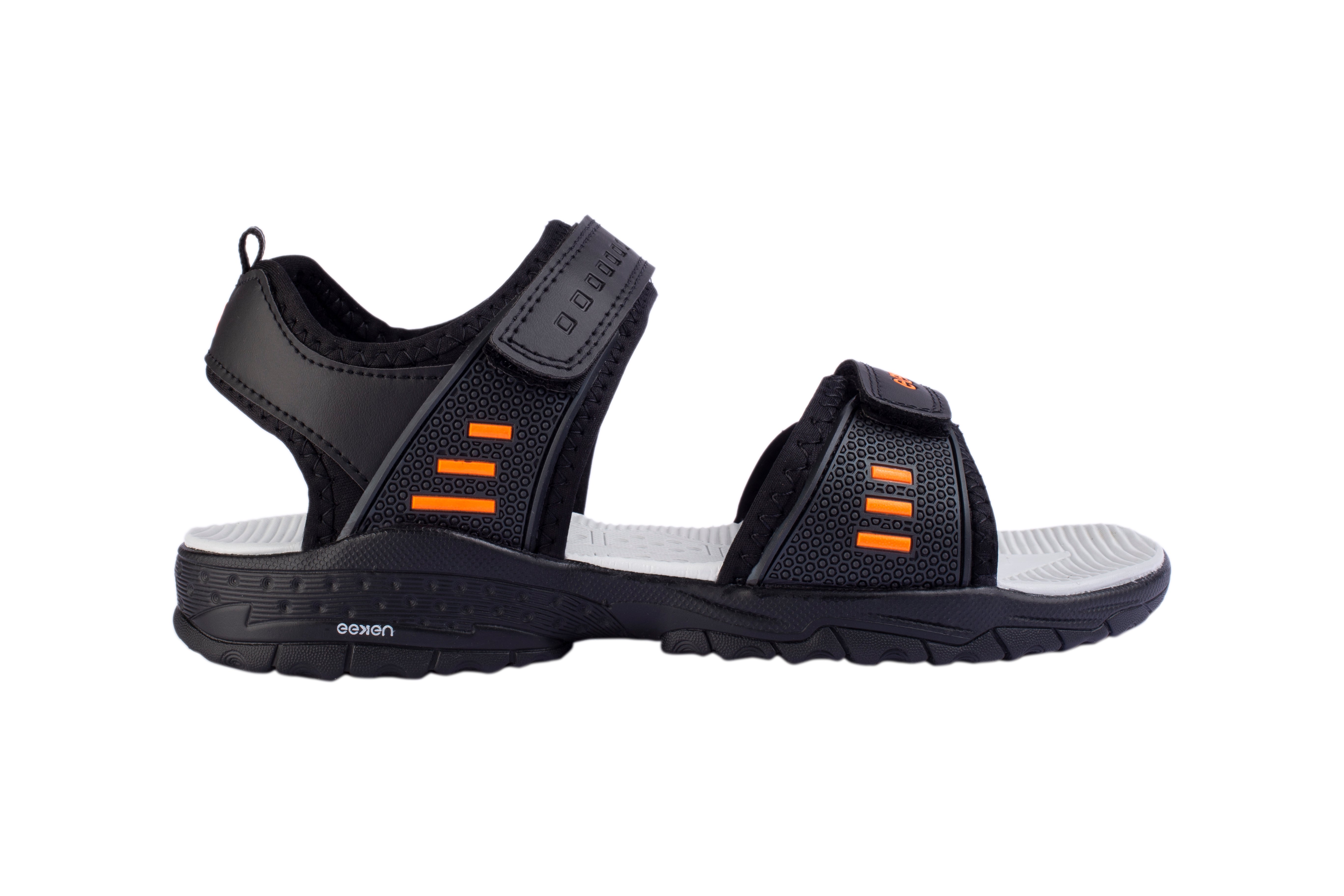 Eeken Lightweight Anti-Skid Black And Orange Casual Sandals For Men