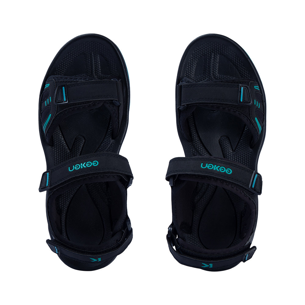 Eeken Classic Black And Teal Casual Outdoor Sandals For Men