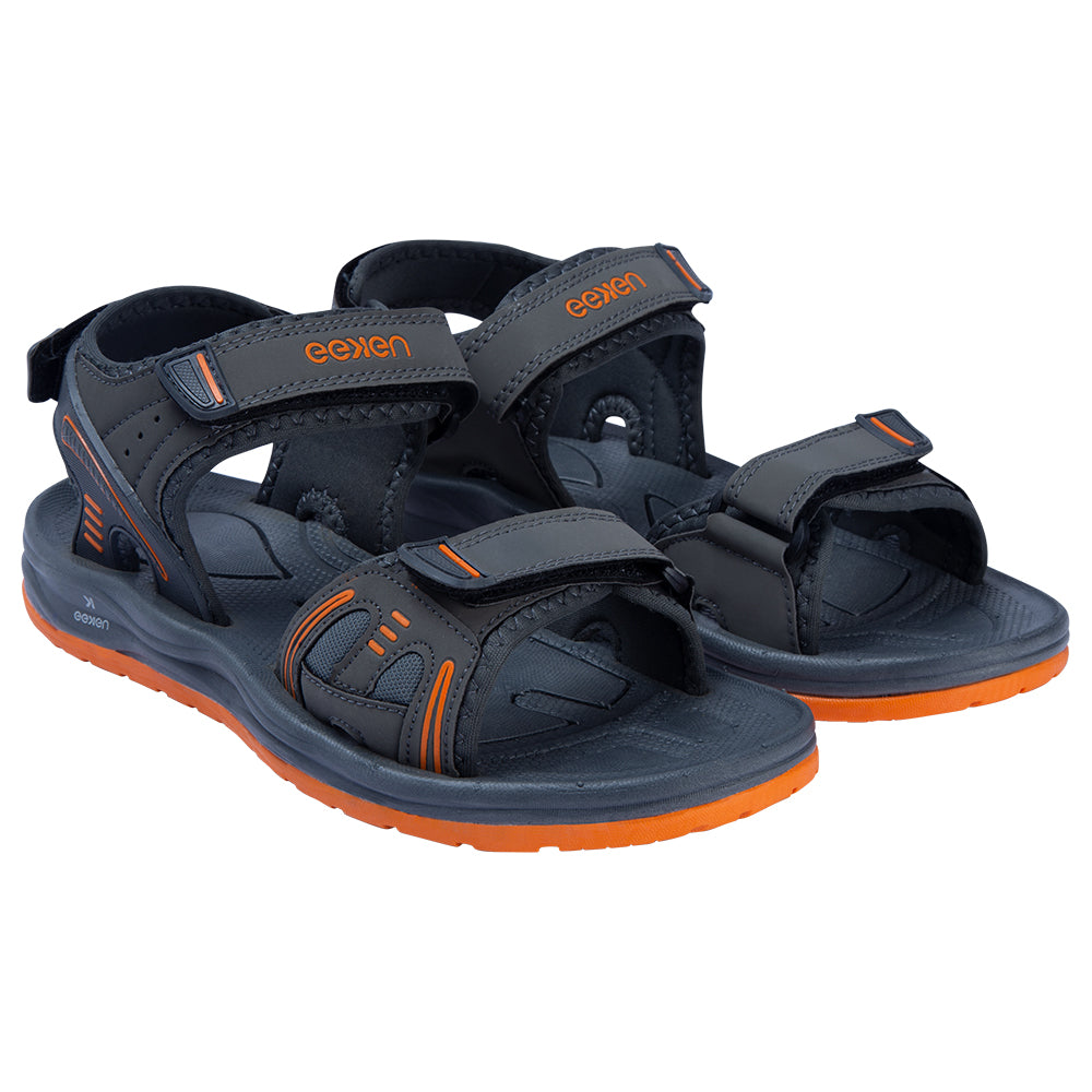 Eeken ESDG1006 Grey And Orange Comfortable Dailywear Casual Outdoor Sandals For Men