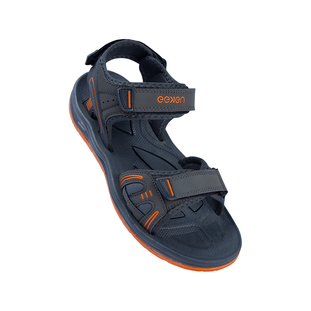 Eeken ESDG1006 Grey And Orange Comfortable Dailywear Casual Outdoor Sandals For Men