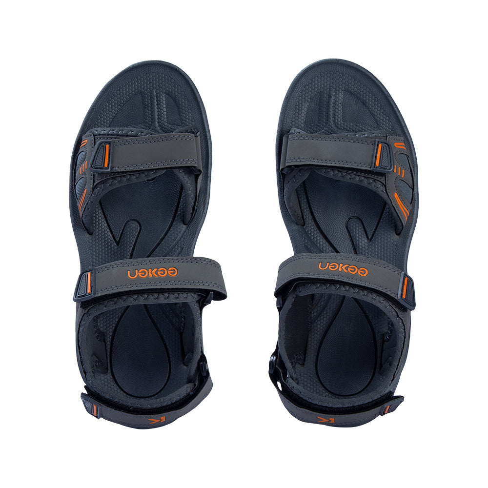 Eeken ESDG1006 Grey And Orange Comfortable Dailywear Casual Outdoor Sandals For Men