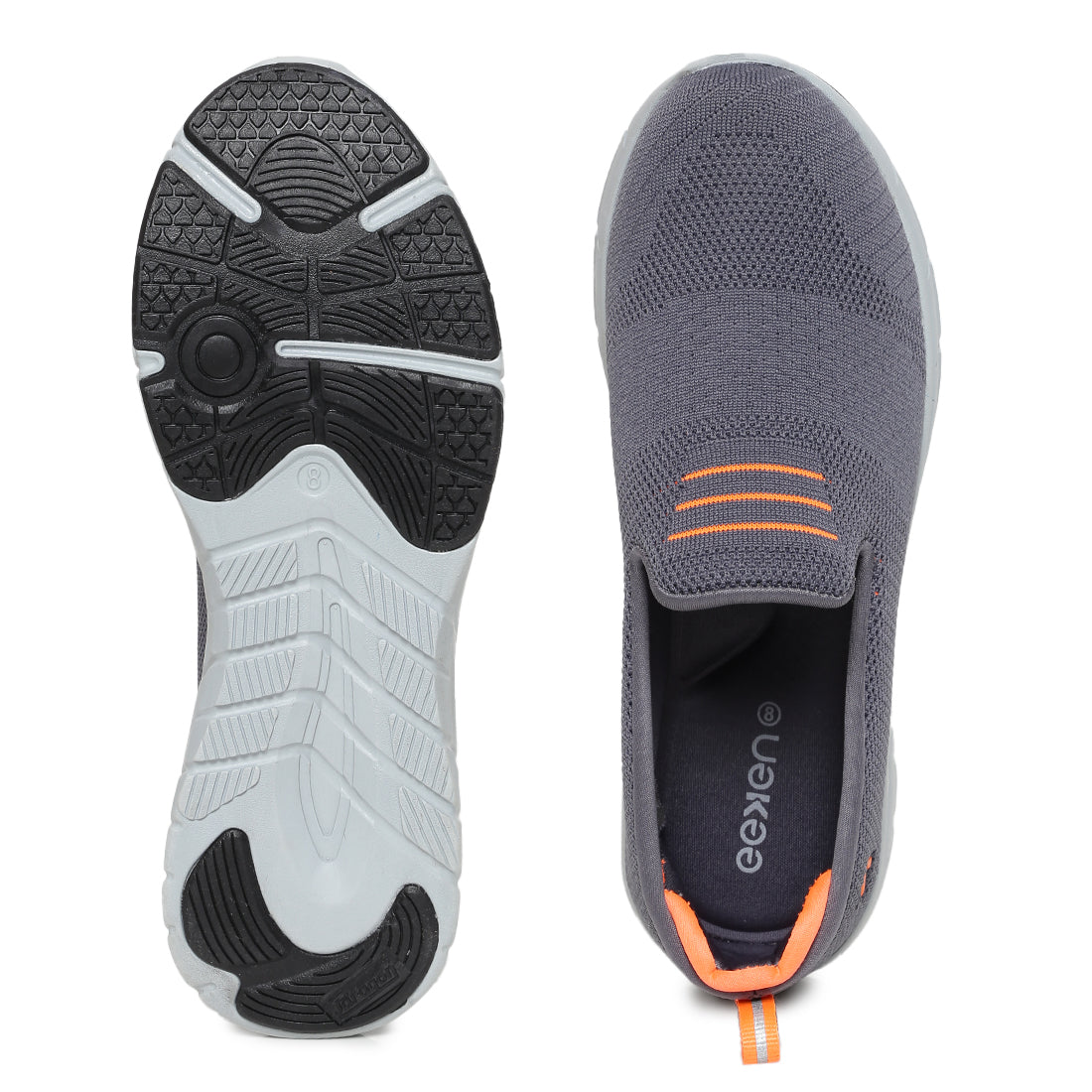 Eeken ESHGIA104 Dark Grey And Fluorescent Orange Athleisure Shoes For Men