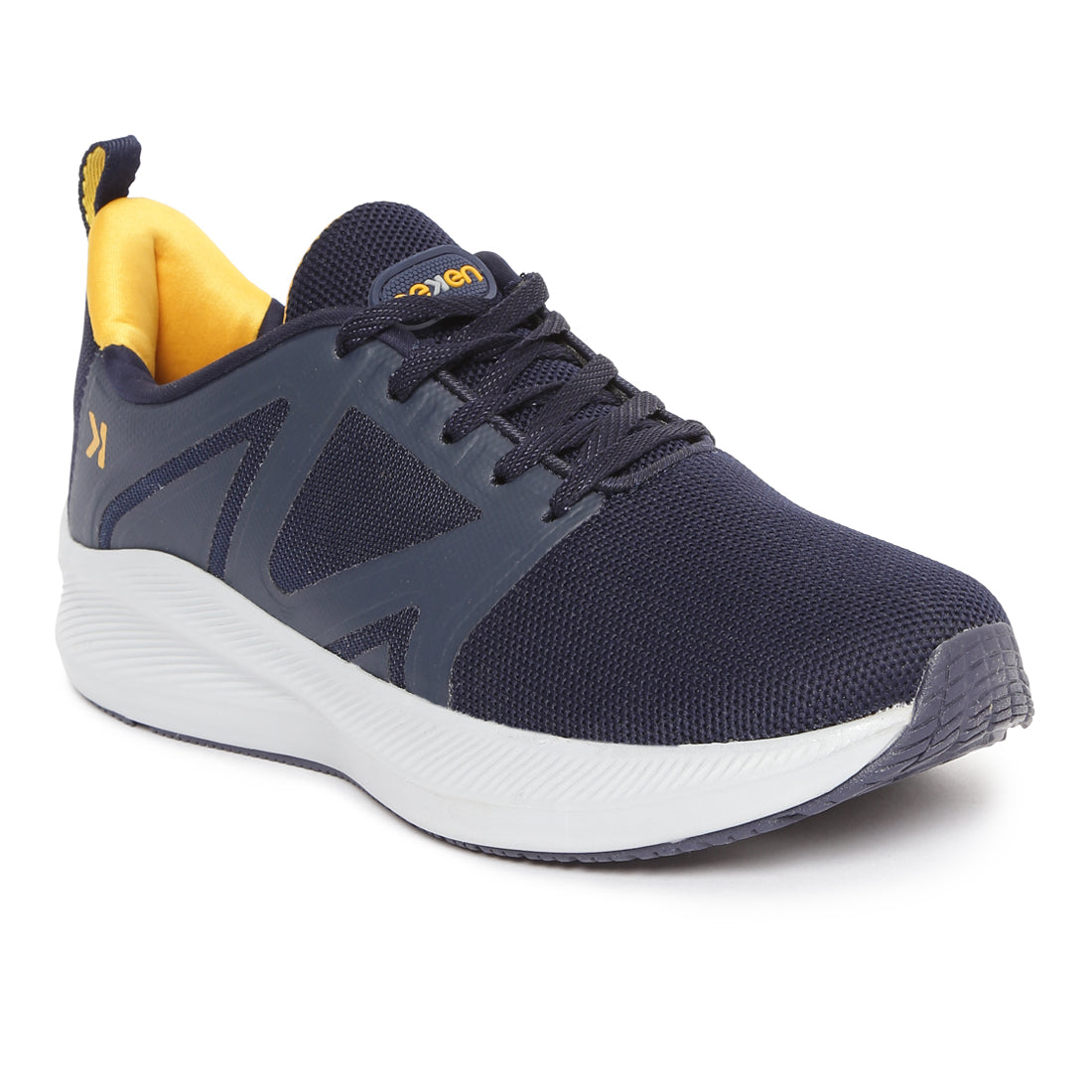 Eeken ESHGIA124 Navy Blue And Mustard Yellow Athleisure Shoes For Men