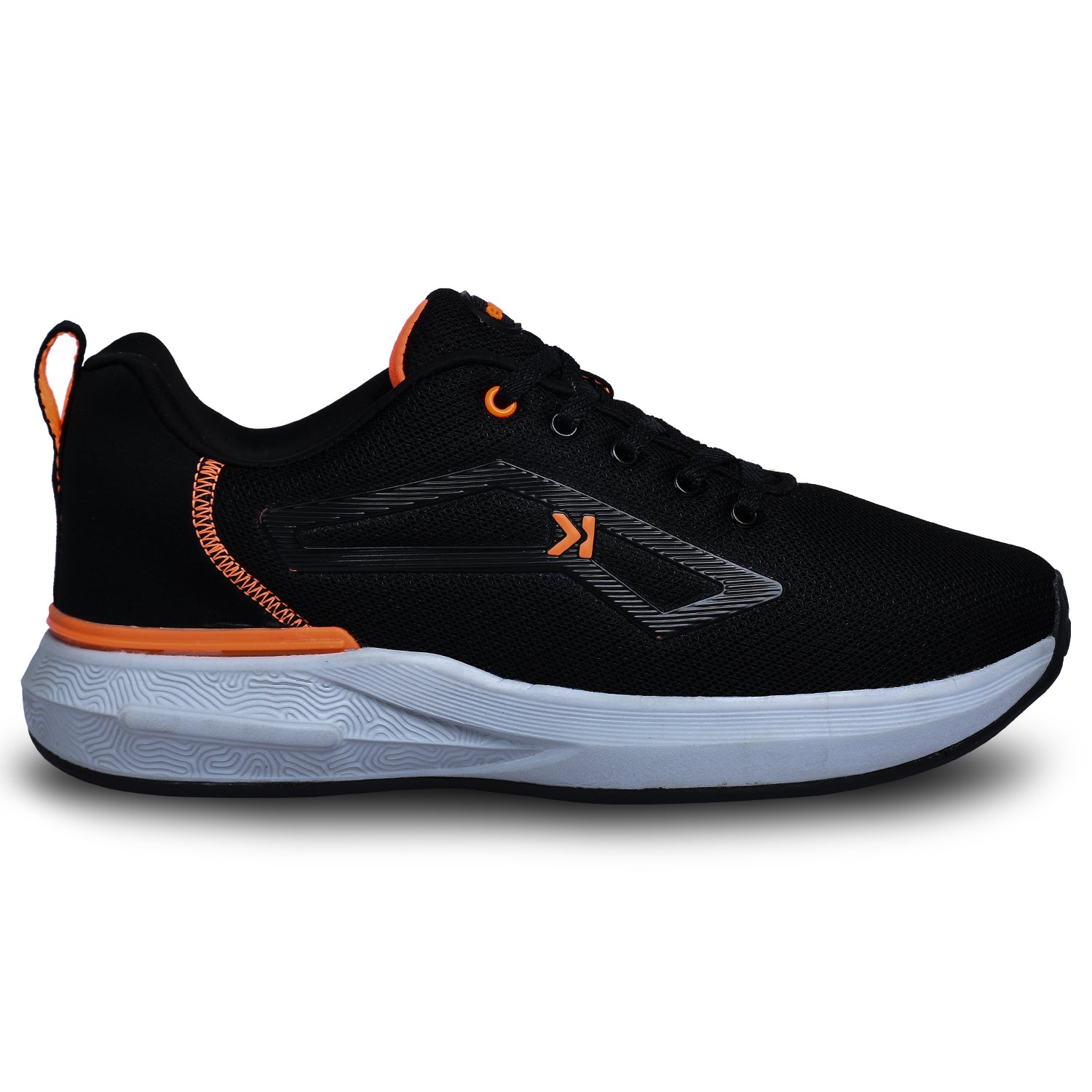 Eeken Black &amp; Orange Lightweight Anti-Skid Walking Shoes For Men