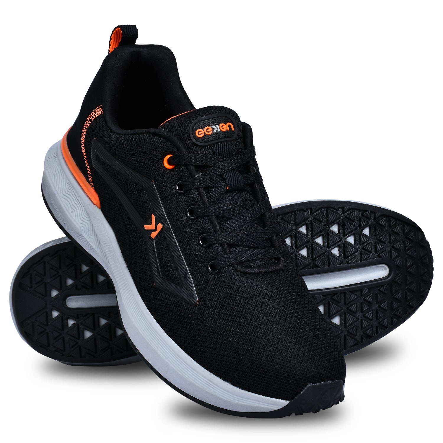 Eeken KESHGIA105 Black And Orange Lightweight Anti-Skid Walking Shoes For  Men